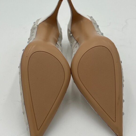 XYD White Rhinestones Studded Stiletto High Heels Mesh Pumps Wedding Shoes - Picture 4 of 5